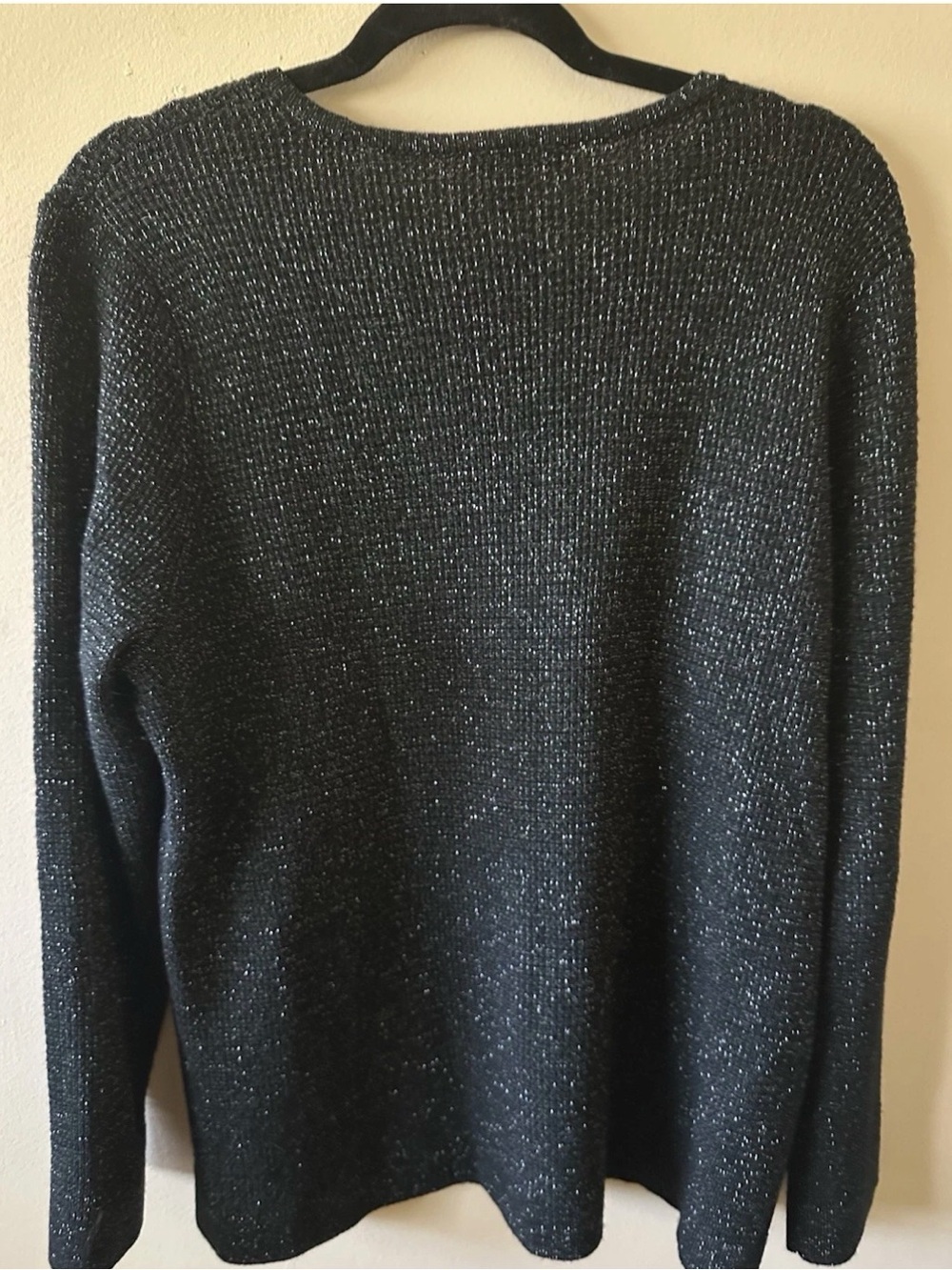 XL Eileen Fisher Black Crewneck Sweater with Subtle Metallic Sheen - Picture 3 of 4